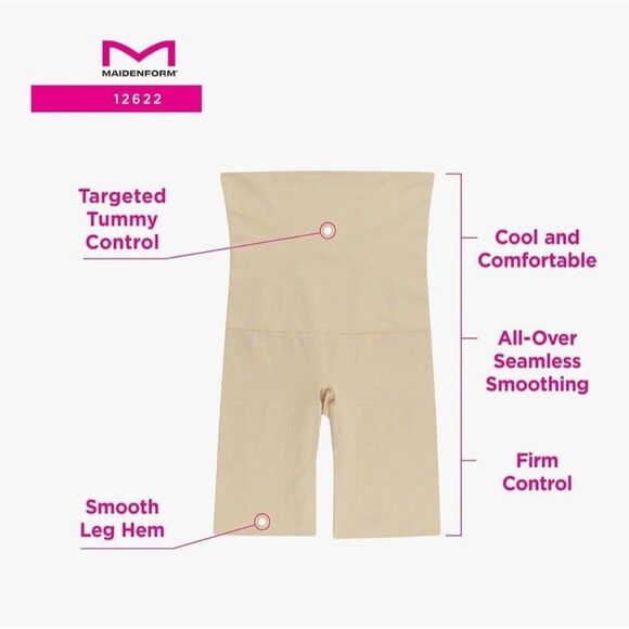 Maidenform Cool Comfort Firm Hi Waist Thigh Slimmer Shapewear 12622 Black NWT - Picture 14 of 16